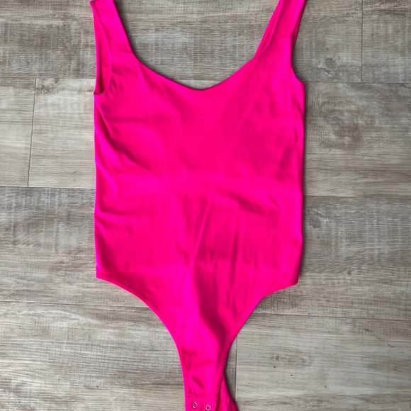 Free People/Intimately FP Neon Pink Clean Lines Bodysuit- Size M/L - Picture 1 of 4